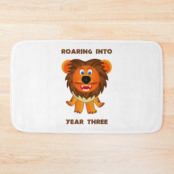 Item preview, Roaring Into Year Three (Cartoon Lion) designed and sold by TimespunThreads.