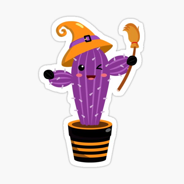 Cute Halloween Spooky Cactus Sticker
