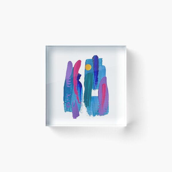 Aperçu de l'œuvre Peinture Acrylique Abstraite Bleu Rose Violet Jaune créée et vendue par Adelle Smith.