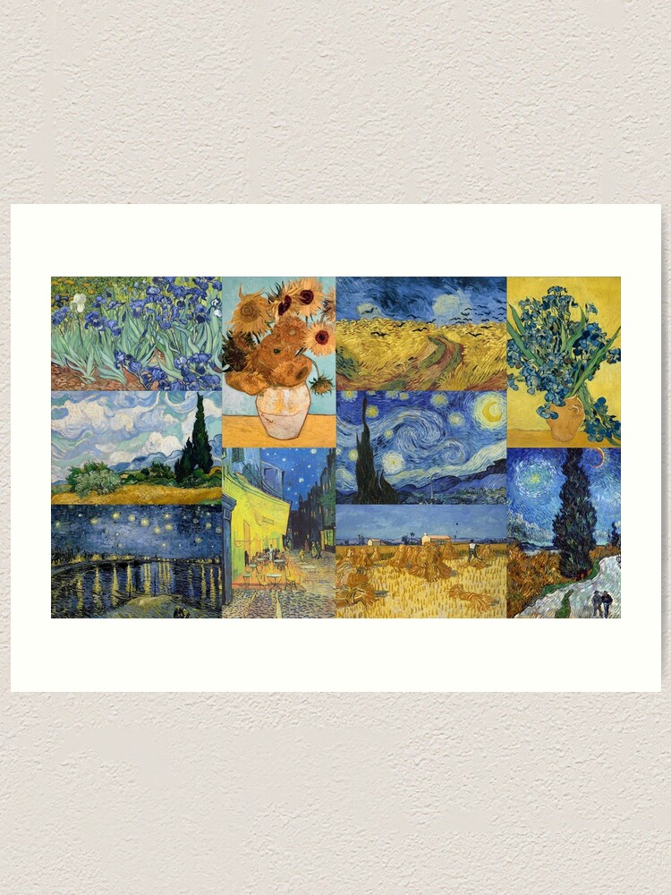 "Van Gogh Provence Collage Starry Night, Sunflowers, Irises, Wheat