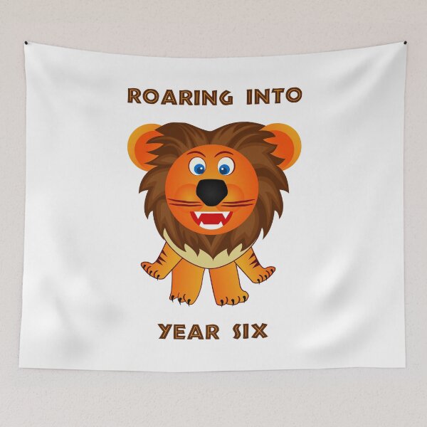 Item preview, Roaring Into Year Six (Cartoon Lion) designed and sold by TimespunThreads.