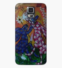 Quirky Hares tanzen unter Blumen Hülle & Klebefolie für Samsung Galaxy