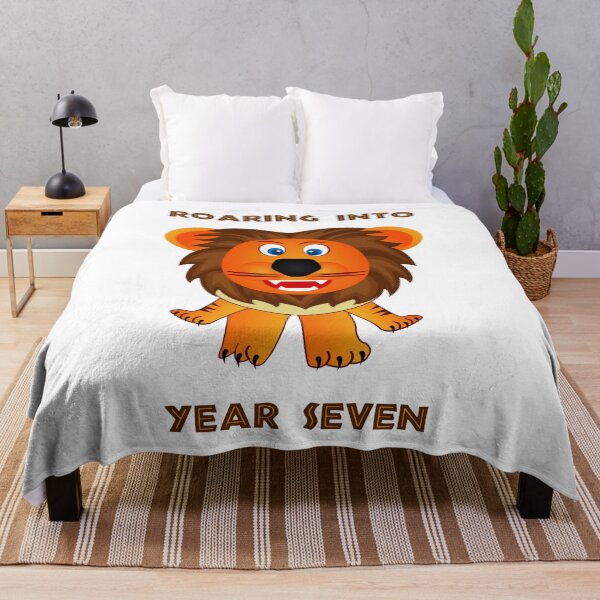 Item preview, Roaring Into Year Seven (Cartoon Lion) designed and sold by TimespunThreads.