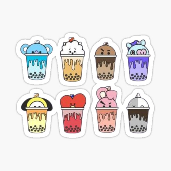 bt21 boba stickers sticker by my07magicshop redbubble