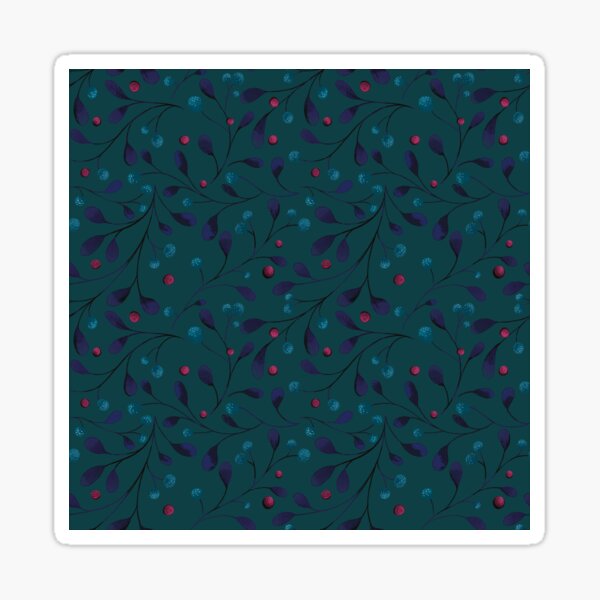 Leaves and berries - dark green Sticker