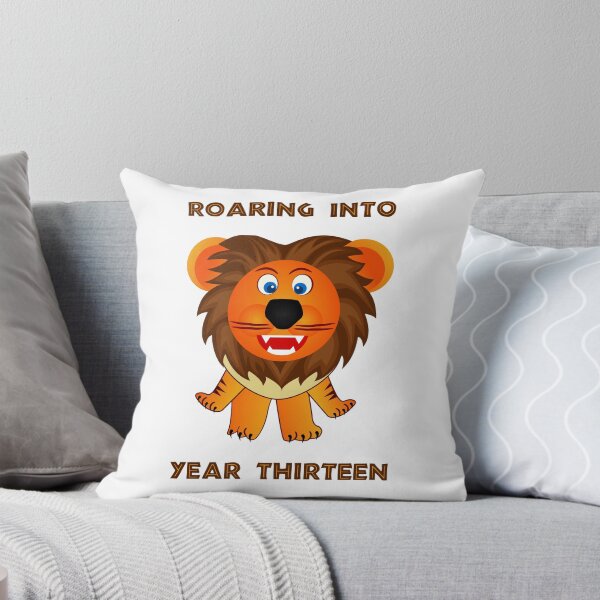 Item preview, Roaring Into Year Thirteen (Cartoon Lion) designed and sold by TimespunThreads.