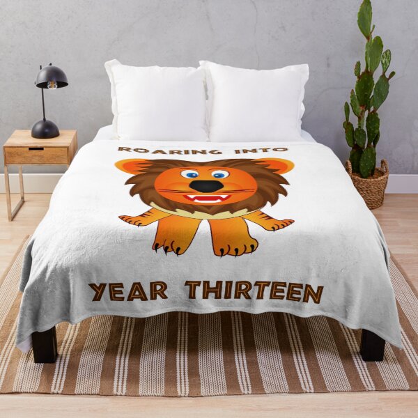 Item preview, Roaring Into Year Thirteen (Cartoon Lion) designed and sold by TimespunThreads.