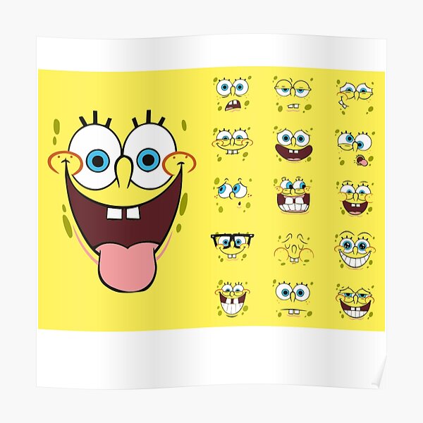 The Many Faces Of Spongebob Poster For Sale By Collinscloset Redbubble 8648