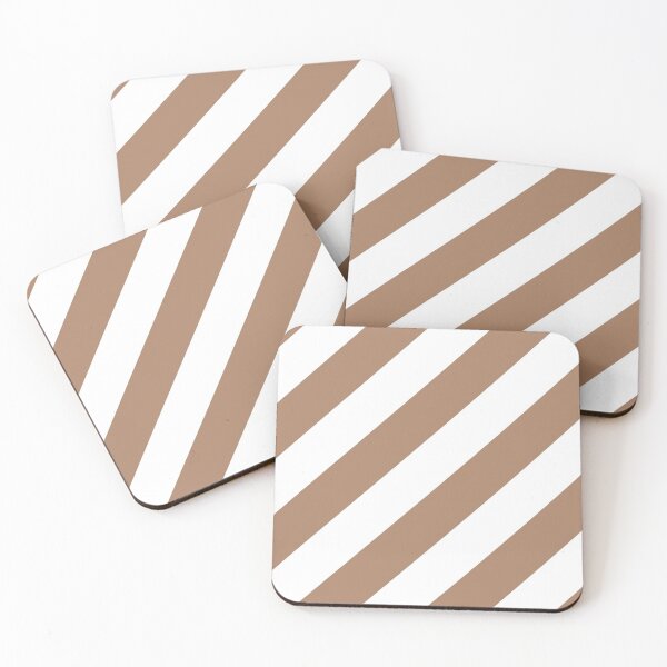 Item preview, Brown and White Angled Stripe Pattern 2022 Trending Color - Colour - Hue - Shade Pantone Macchiato Brown 17-1221 designed and sold by ColorOfTheYears.