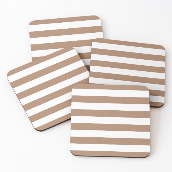 Item preview, Brown and White Horizontal Stripe Pattern 2022 Trending Color - Colour - Hue - Shade Pantone Macchiato Brown 17-1221 designed and sold by ColorOfTheYears.