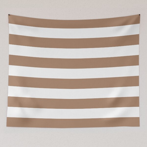 Item preview, Brown and White Horizontal Stripe Pattern 2022 Trending Color - Colour - Hue - Shade Pantone Macchiato Brown 17-1221 designed and sold by ColorOfTheYears.