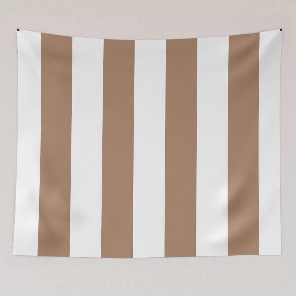 Item preview, Brown and White Vertical Stripe Pattern 2022 Trending Color - Colour - Hue - Shade Pantone Macchiato Brown 17-1221 designed and sold by ColorOfTheYears.