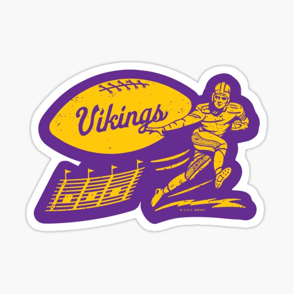 deadmansupplyco Vintage Football Shape - Minnesota Vikings (Yellow Vikings Wordmark) T-Shirt