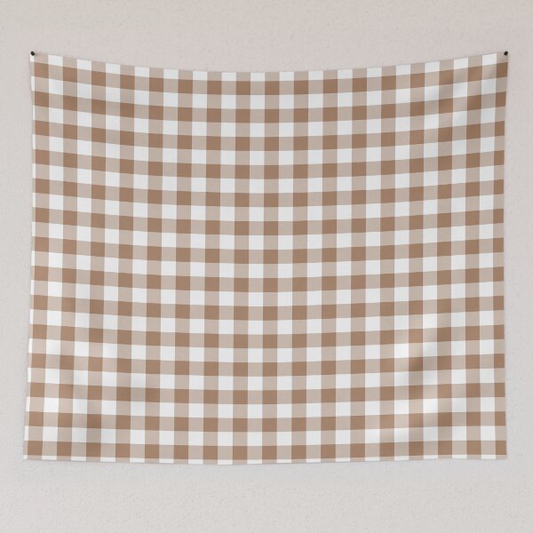 Item preview, Brown and White Buffalo Plaid Pattern 2022 Trending Color - Colour - Hue - Shade Pantone Macchiato Brown 17-1221 designed and sold by ColorOfTheYears.