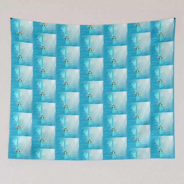 Item preview, lady in blue saree floating in the ocean designed and sold by MonsoonMastani.