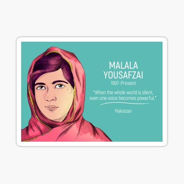 Vista previa del artículo con la obra «malala yousafzai (mujeres inspiradoras) cita cuando el mundo entero está en silencio, incluso una voz se vuelve poderosa», diseñado y vendido por emcazalet.