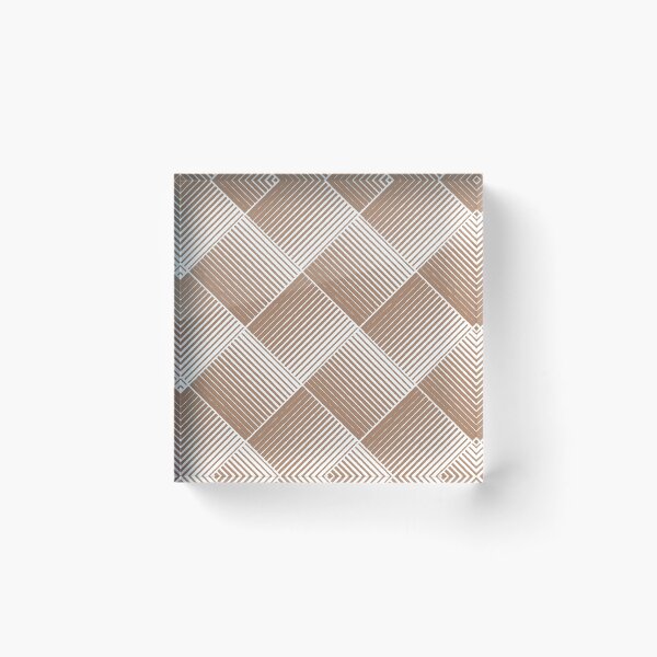 Item preview, Brown and White Square Mosaic Stripe Pattern 2022 Trending Color - Colour - Hue - Shade Pantone Macchiato Brown 17-1221 designed and sold by ColorOfTheYears.