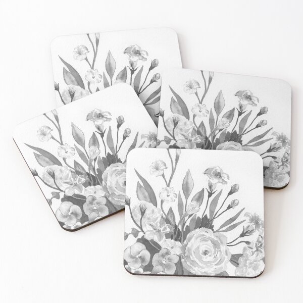 Item preview, Beautiful Gray Monochrome Botanical Fresh Floral Pattern designed and sold by Irina Sztukowski.