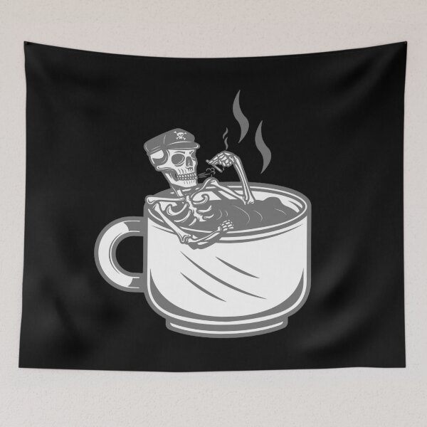 Item preview, halloween skeleton coffee cup vintage retro  designed and sold by Gossip Rag.