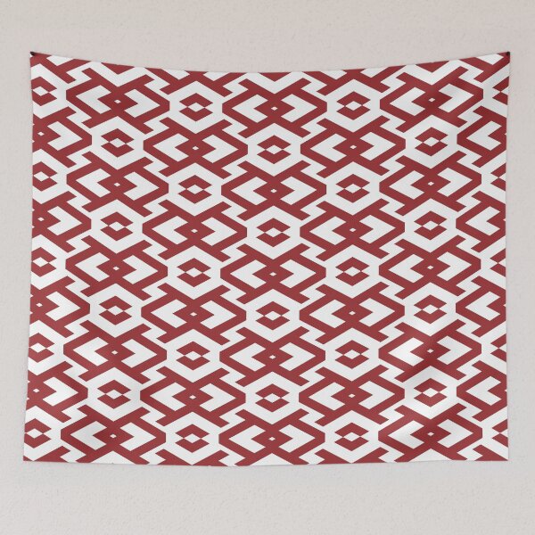 Item preview, Red and White Art Deco Geometric Shape Pattern 2022 Trending Color Summer Pantone Lava Falls 18-1552 designed and sold by ColorOfTheYears.