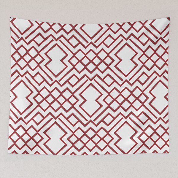 Item preview, Red and White Abstract Geometrical Shape Pattern 2022 Trending Color Summer Pantone Lava Falls 18-1552 designed and sold by ColorOfTheYears.