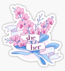 floral she/her pronouns Sticker