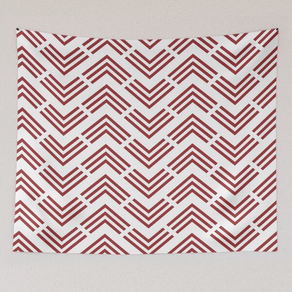 Item preview, Red and White Chevron Rhombus Arrow Pattern 2022 Trending Color Summer Pantone Lava Falls 18-1552 designed and sold by ColorOfTheYears.