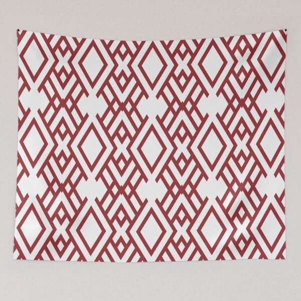 Item preview, Red and White Geometric Striped Art Deco Pattern 2022 Trending Color Summer Pantone Lava Falls 18-1552 designed and sold by ColorOfTheYears.