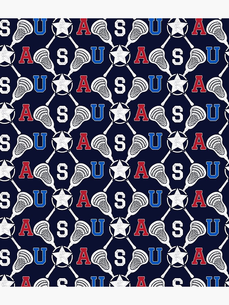 &ldquo;USA Cross-sticks Lacrosse American Flag Color - Lacrosse Sports Emblem