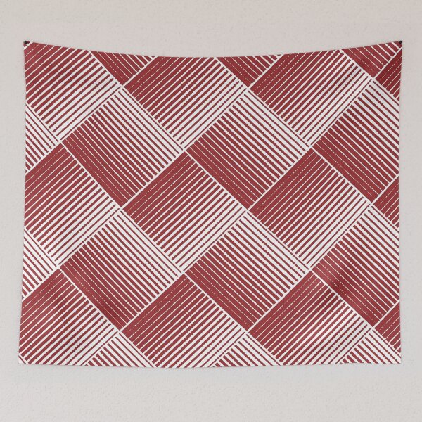Item preview, Red and White Square Mosaic Stripe Pattern 2022 Trending Color Summer Pantone Lava Falls 18-1552 designed and sold by ColorOfTheYears.
