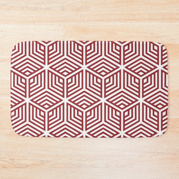 Item preview, Red and White Ornamental Cube Geometric Pattern 2022 Trending Color Summer Pantone Lava Falls 18-1552 designed and sold by ColorOfTheYears.