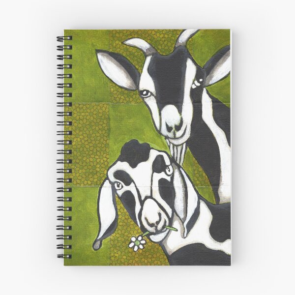 Item preview, A Couple of Old Goats; black and white goat couple on green gold quilt pattern designed and sold by CindyGrosch.