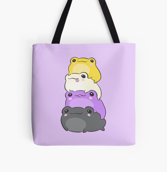 Artikel-Vorschau von Niedlicher Nonbinary Pride Frog Pile: Eine Kawaii-Ästhetik in dezenten Farben der Enby NB-Flagge, designt und verkauft von MinistryOfFrogs.