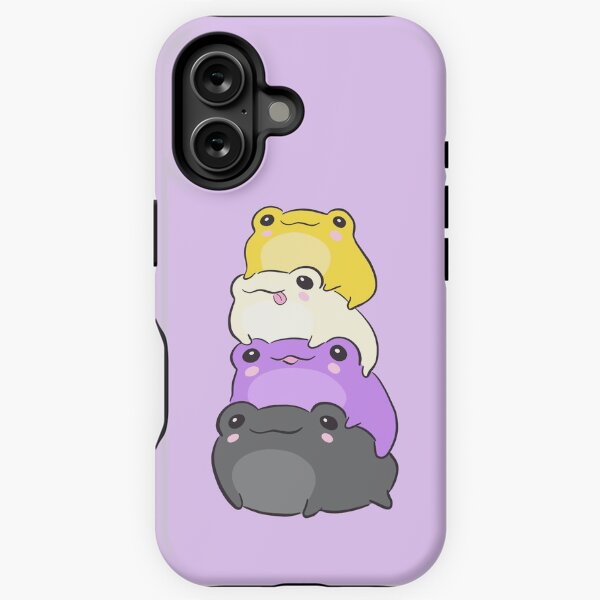 Artikel-Vorschau von Niedlicher Nonbinary Pride Frog Pile: Eine Kawaii-Ästhetik in dezenten Farben der Enby NB-Flagge, designt und verkauft von MinistryOfFrogs.