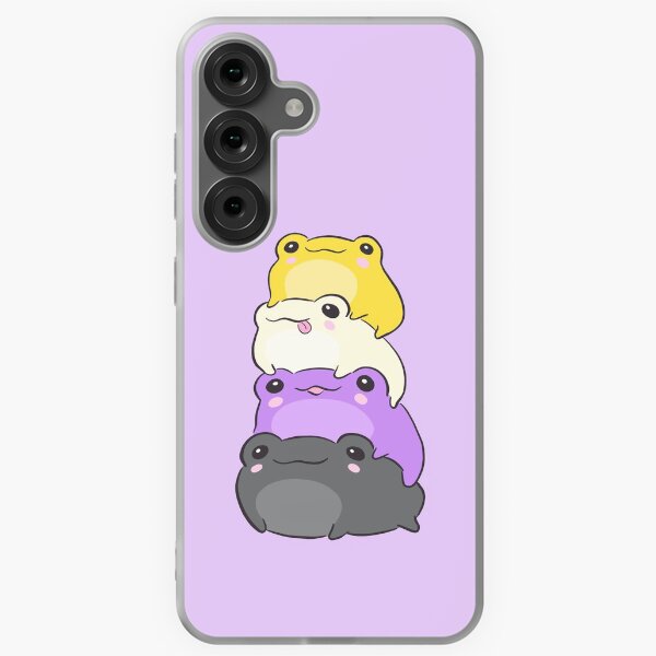 Cute Nonbinary Pride Frog Pile: A Kawaii Aesthetic in Subtle Enby NB Flag Colors Samsung Galaxy Soft Case