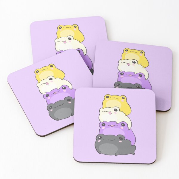 Item preview, Cute Nonbinary Pride Frog Pile: A Kawaii Aesthetic in Subtle Enby NB Flag Colors designed and sold by MinistryOfFrogs.