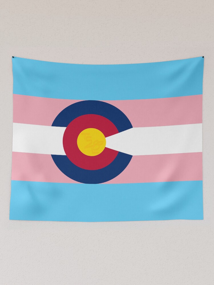 Thumbnail 2 of 3, Tapestry, Colorado LGBTQIA2S+ Trans Pride Flag designed and sold by that5280lady.