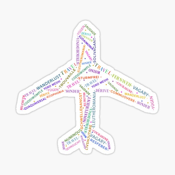 Artikel-Vorschau von Wörter, die die Leidenschaft für das Reisen beschreiben (Flugzeugform), designt und verkauft von Florezartdesign.