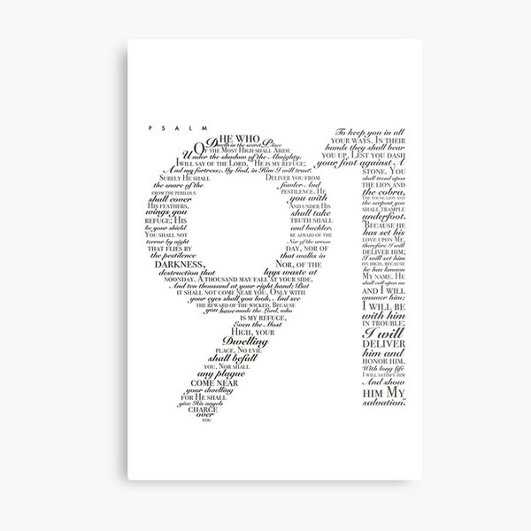 Psalm 91 White Metal Print