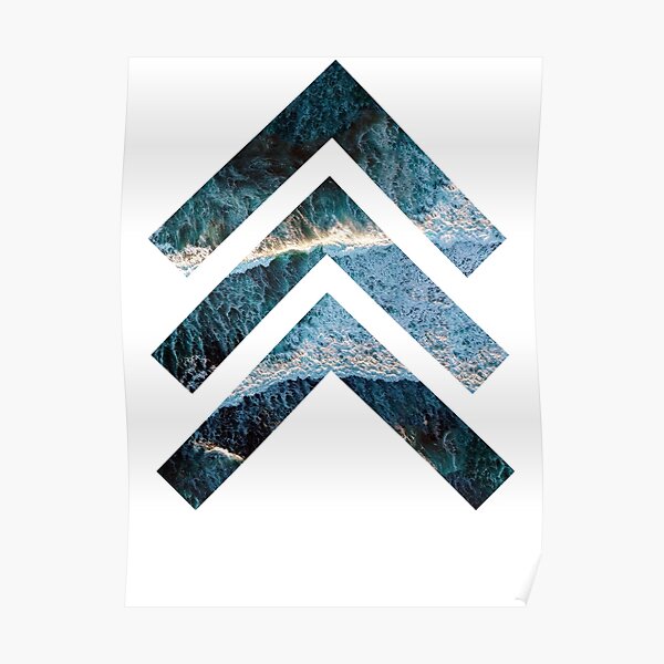 Big oceanic white waves splash on the shore of the island Poster