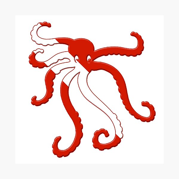 "Octopus Scuba Diver Silhouette" Photographic Print for Sale by