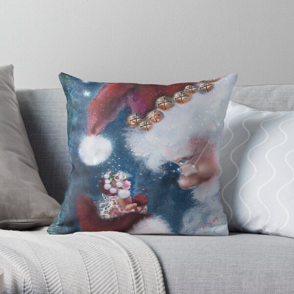 Santa and Elf Christmas Cheer Throw Pillow