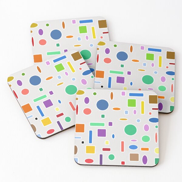 Item preview, All-Over Multi-color Circles, Oblong Shapes, Square Shapes with a light grey background Design designed and sold by ThisNThatImages.