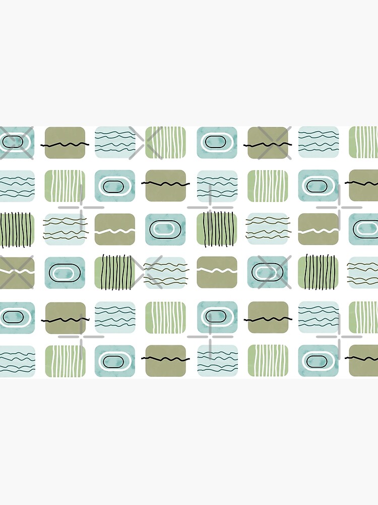 Thumbnail 6 of 6, Bath Mat, Mid Century Modern Olive and Teal Pattern designed and sold by CarlaBaremb.