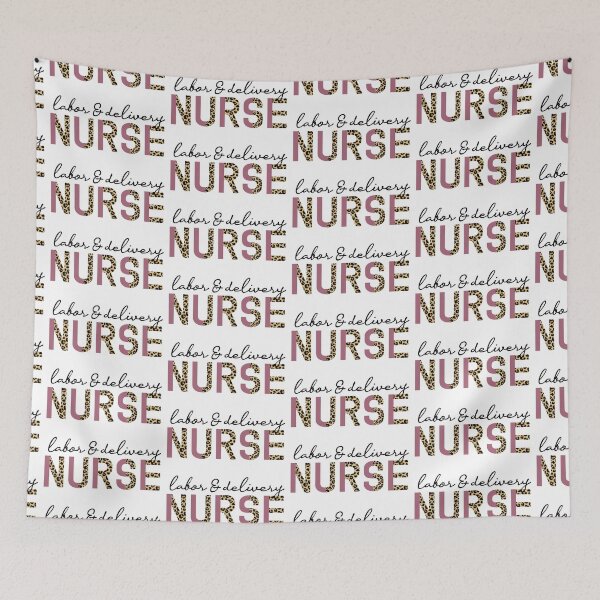 Item preview, Labor and delivery nurse Pastel pink and Cheetah print typography | L+D Nurse Leopard print | Gifts for Labor+Delivery nurse designed and sold by Violet Treasures.