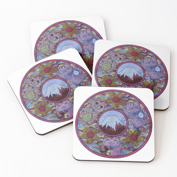 Item preview, Mandala in colorful watercolor of mountain range and Chinese cats designed and sold by chicsignzodiac.