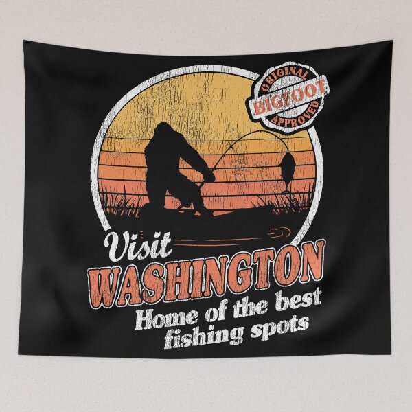Item preview, Funny Bigfoot Sasquatch Fishing Gift Vintage Visit Washington designed and sold by Stronzi.