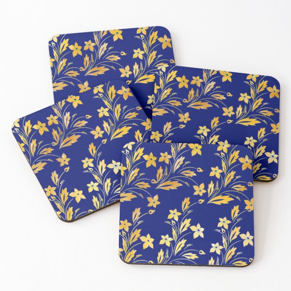 Item preview, golden floral pattern | original abstract design designed and sold by Design Repo.