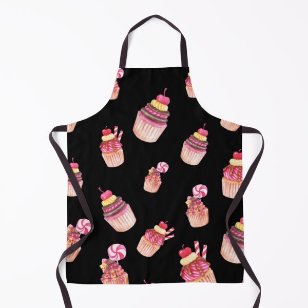 Item preview, Cupcakes Pattern Cute Sweet Tooth Pink Colorful Black Background designed and sold by hkinson.