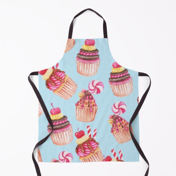 Item preview, Cupcakes Pattern Cute Sweet Tooth Pink Colorful Blue Background designed and sold by hkinson.